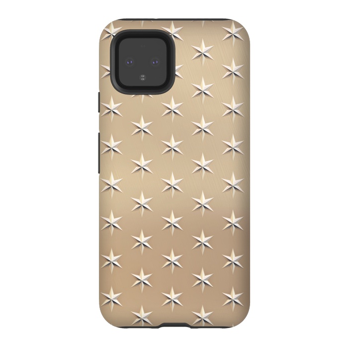 Pixel 4 StrongFit Silver Stars On  Gold by Andrea Haase