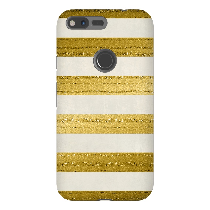Pixel XL StrongFit Golden Glitter Lines On Cream by Andrea Haase
