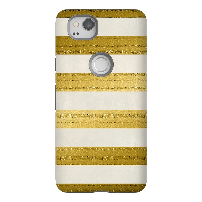 Pixel 2 StrongFit Golden Glitter Lines On Cream by Andrea Haase