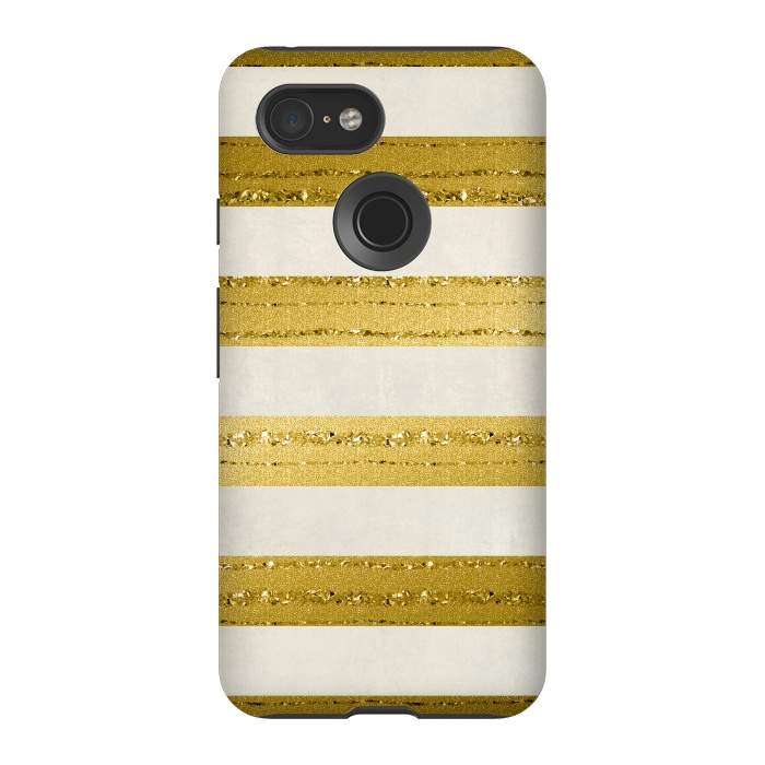 Pixel 3 StrongFit Golden Glitter Lines On Cream by Andrea Haase