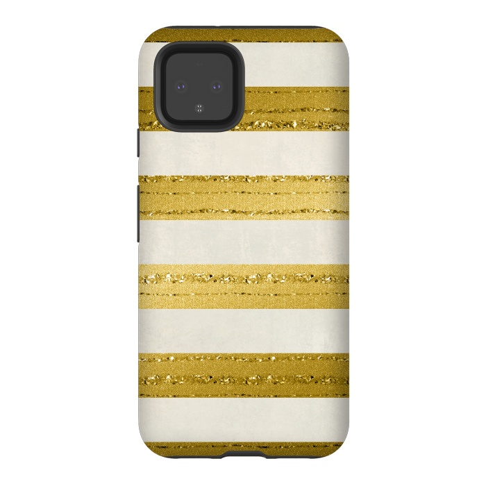 Pixel 4 StrongFit Golden Glitter Lines On Cream by Andrea Haase