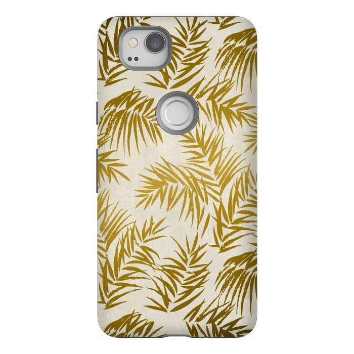 Pixel 2 StrongFit Golden Palm Leaves 2 by Andrea Haase