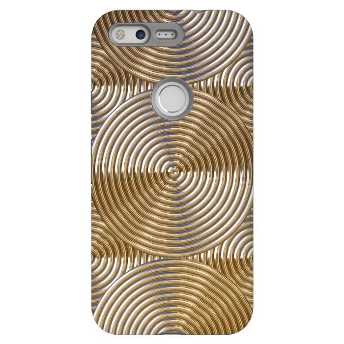 Pixel StrongFit Shiny Golden Metal Embossed Circles 2 by Andrea Haase