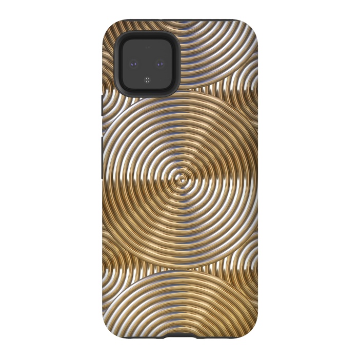 Pixel 4 StrongFit Shiny Golden Metal Embossed Circles 2 by Andrea Haase