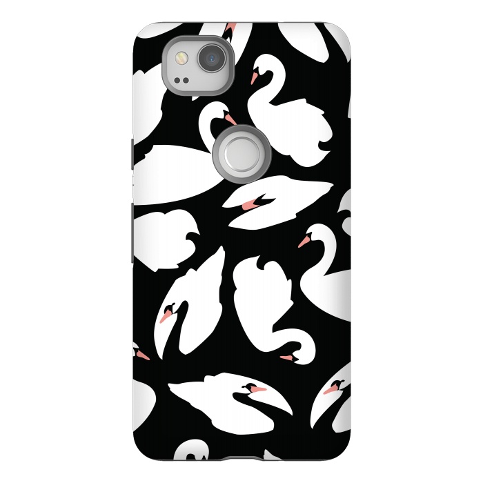 Pixel 2 StrongFit White Swans On Black by Jelena Obradovic