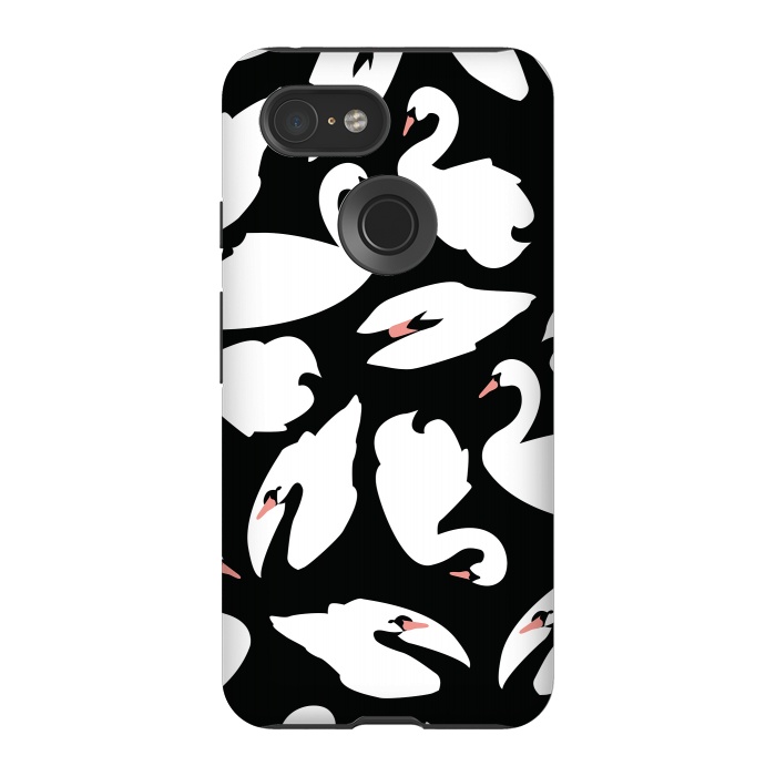 Pixel 3 StrongFit White Swans On Black by Jelena Obradovic