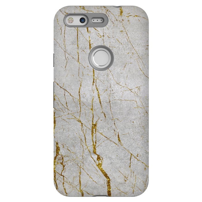 Pixel StrongFit Golden Marble Veins On Concrete 2 by Andrea Haase