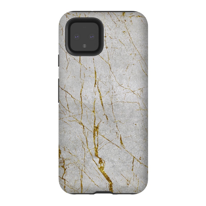 Pixel 4 StrongFit Golden Marble Veins On Concrete 2 by Andrea Haase