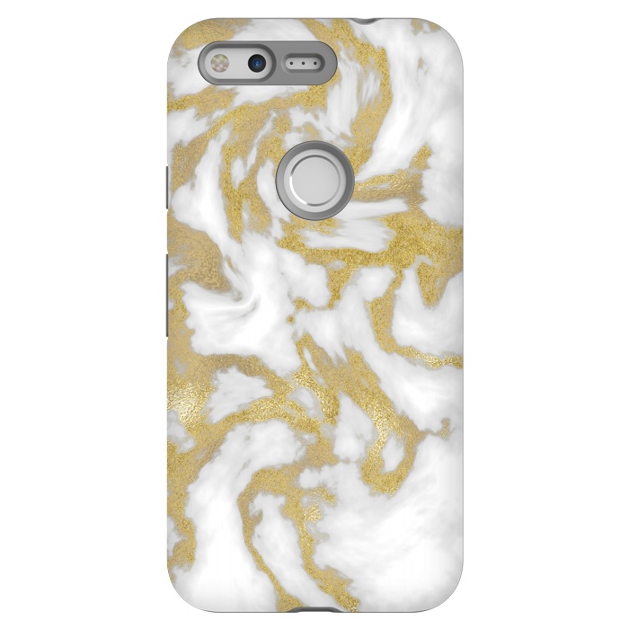 Pixel StrongFit White Gold Faux Marble by Andrea Haase