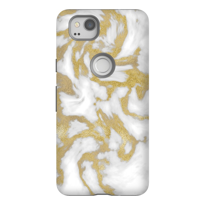 Pixel 2 StrongFit White Gold Faux Marble by Andrea Haase