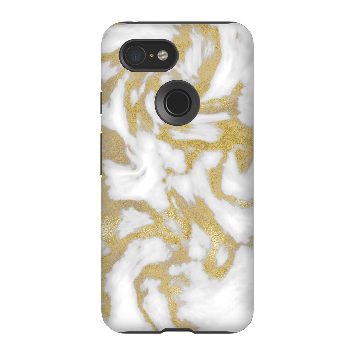 Pixel 3 StrongFit White Gold Faux Marble by Andrea Haase