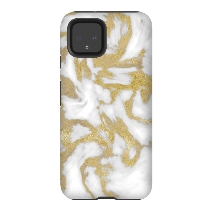 Pixel 4 StrongFit White Gold Faux Marble by Andrea Haase
