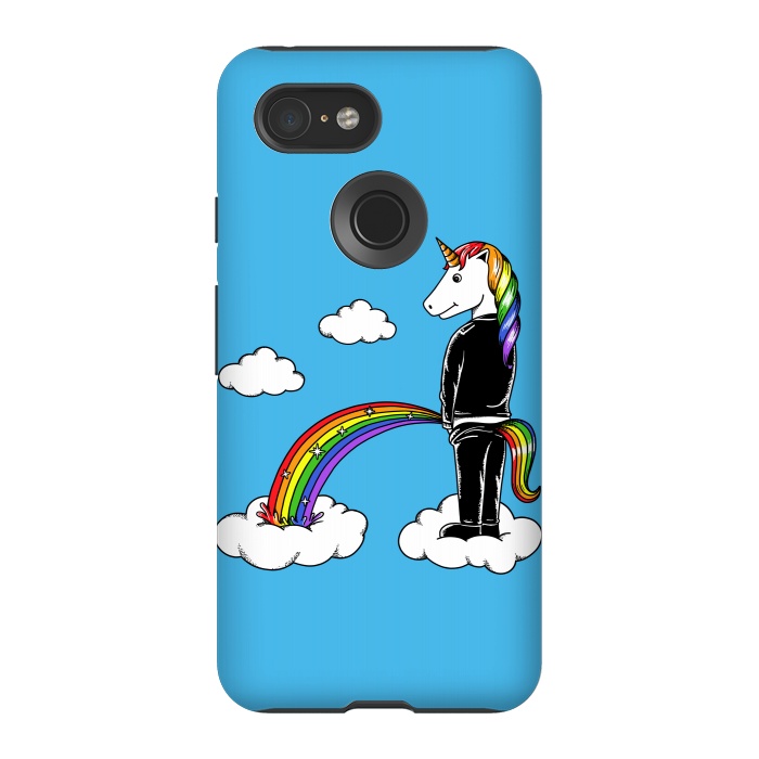 Pixel 3 StrongFit Unicorn Rainbow Blue by Coffee Man