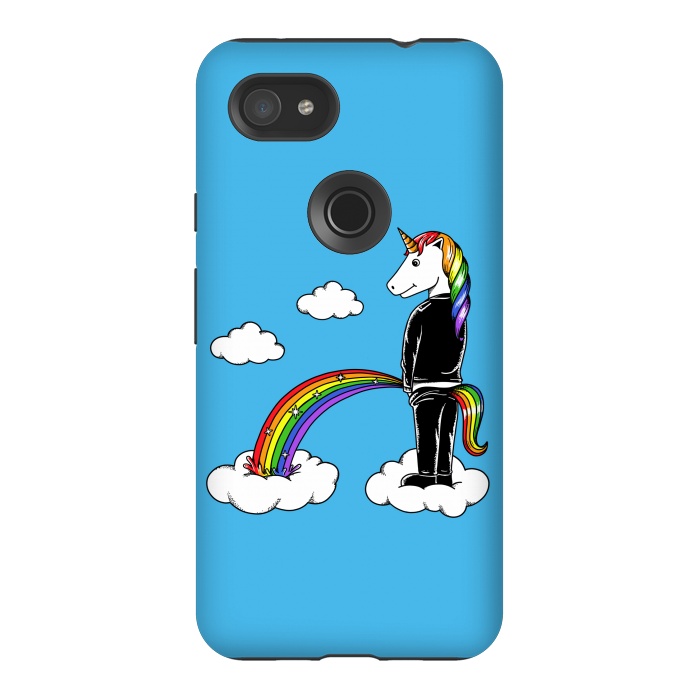 Pixel 3AXL StrongFit Unicorn Rainbow Blue by Coffee Man