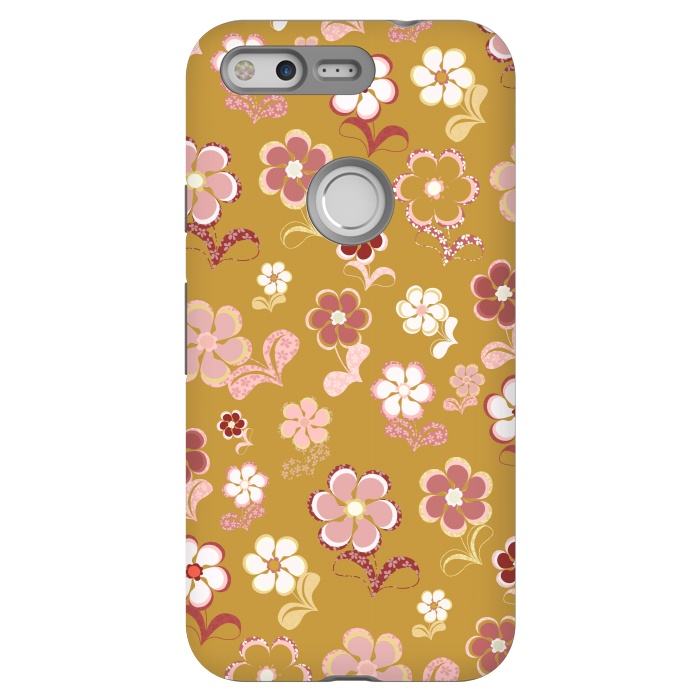 Pixel StrongFit 60s Flowers in Mustard and Pink by Paula Ohreen