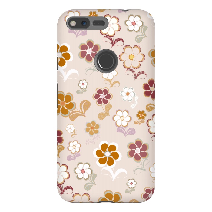Pixel XL StrongFit 60s Flowers on Light Pink by Paula Ohreen