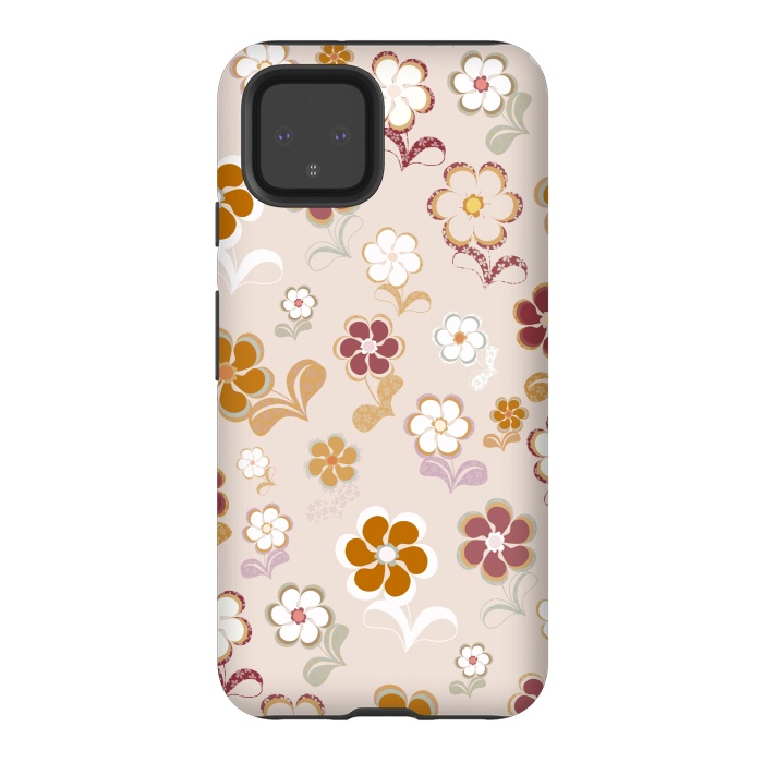 Pixel 4 StrongFit 60s Flowers on Light Pink by Paula Ohreen