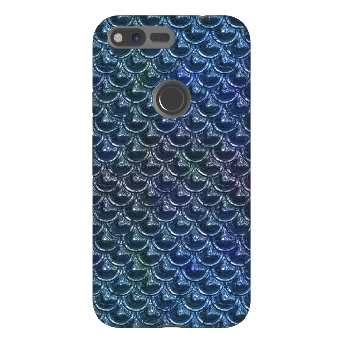 Pixel XL StrongFit Shimmering Blue Metallic Scales by Andrea Haase