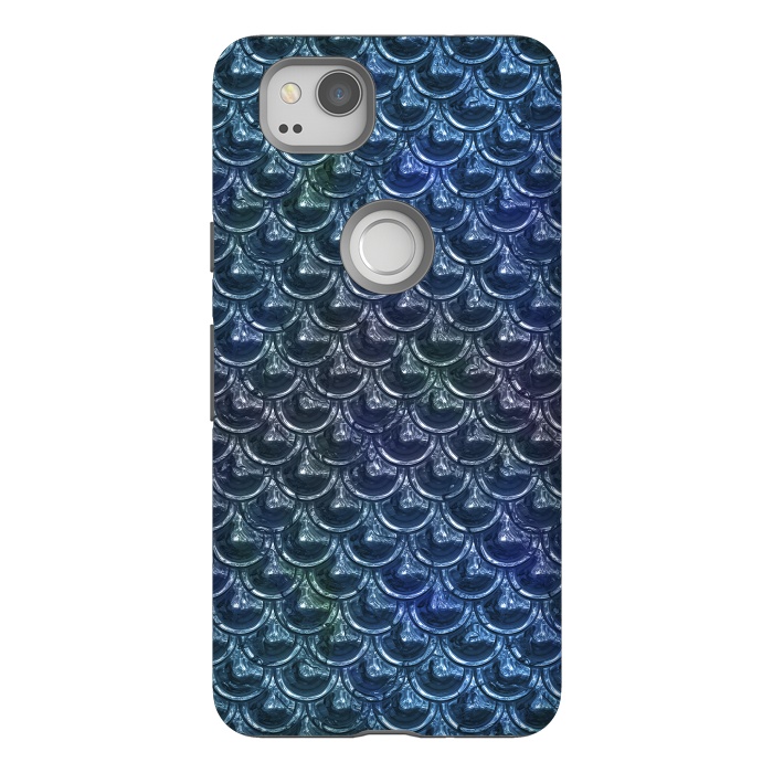 Pixel 2 StrongFit Shimmering Blue Metallic Scales by Andrea Haase
