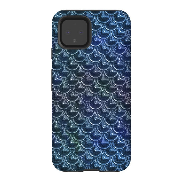 Pixel 4 StrongFit Shimmering Blue Metallic Scales by Andrea Haase