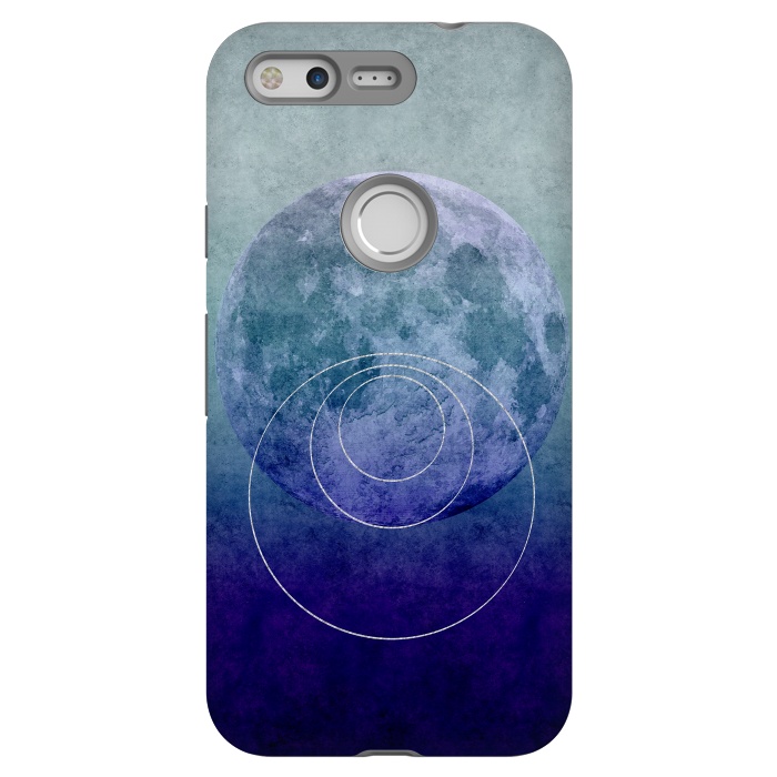 Pixel StrongFit Blue Abstract Moon by Andrea Haase