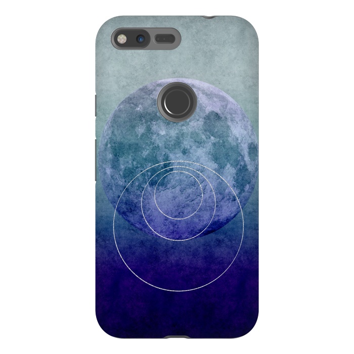 Pixel XL StrongFit Blue Abstract Moon by Andrea Haase