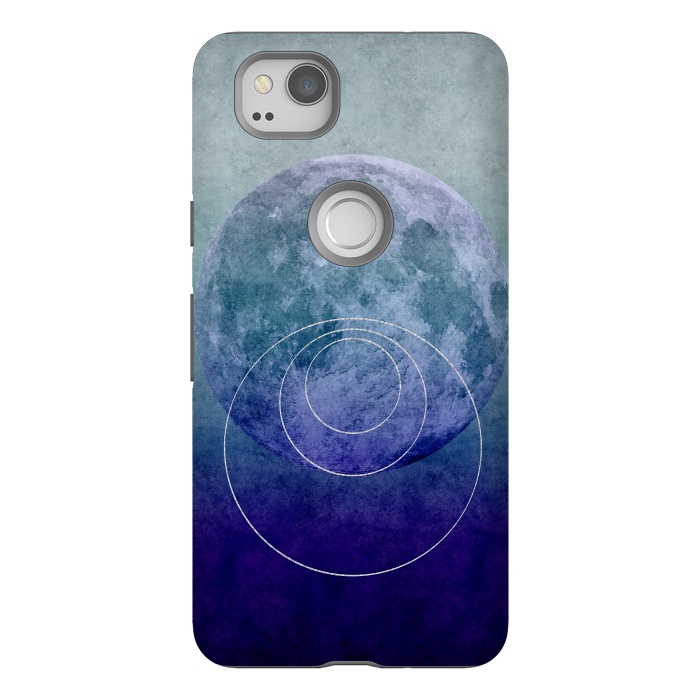 Pixel 2 StrongFit Blue Abstract Moon by Andrea Haase