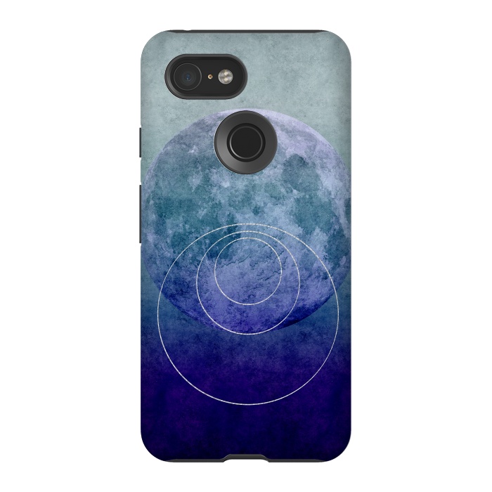 Pixel 3 StrongFit Blue Abstract Moon by Andrea Haase