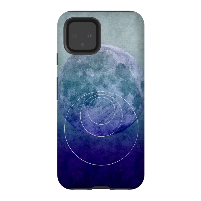 Pixel 4 StrongFit Blue Abstract Moon by Andrea Haase