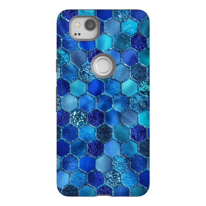 Pixel 2 StrongFit Blue HOneycomb Glitter Pattern by  Utart