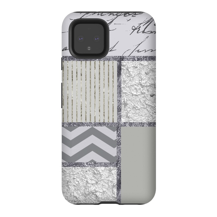 Pixel 4 StrongFit Silver And Grey Collage by Andrea Haase