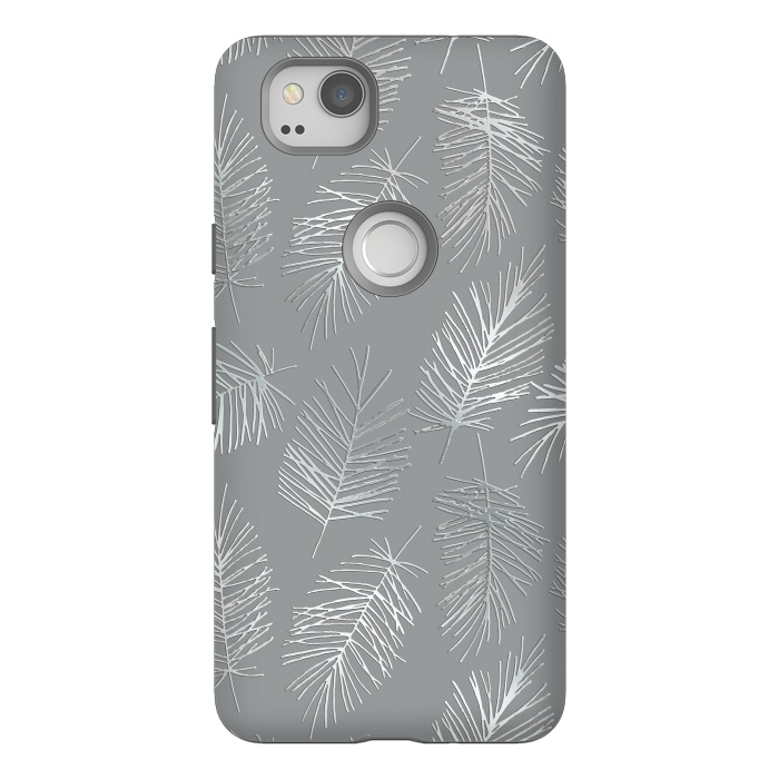 Pixel 2 StrongFit Silver Palm Leaves by Andrea Haase