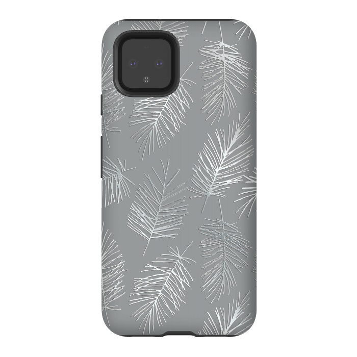 Pixel 4 StrongFit Silver Palm Leaves by Andrea Haase