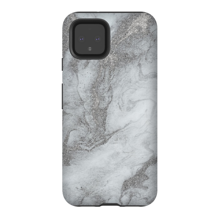 Pixel 4 StrongFit Grey Silver Marble 2 by Andrea Haase