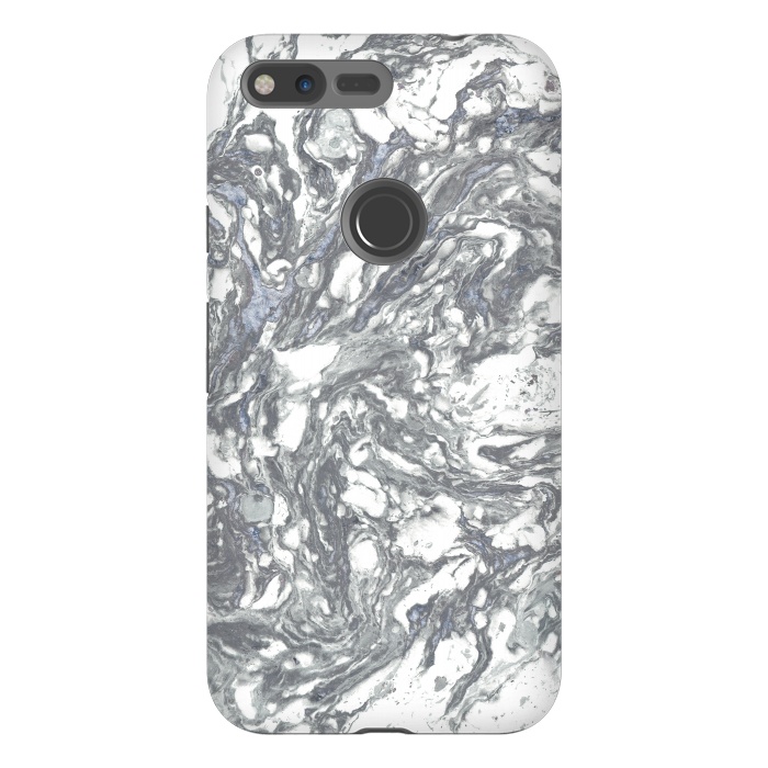 Pixel XL StrongFit Grey Blue Marble by Andrea Haase