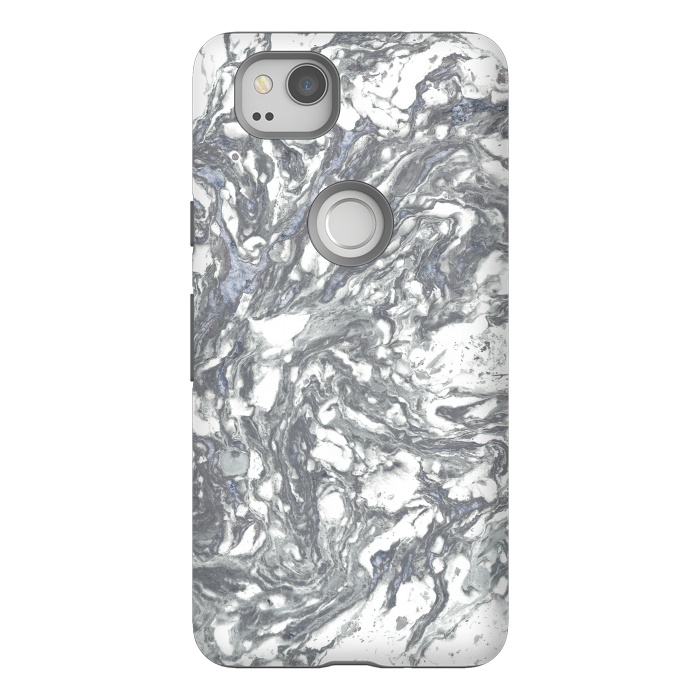 Pixel 2 StrongFit Grey Blue Marble by Andrea Haase