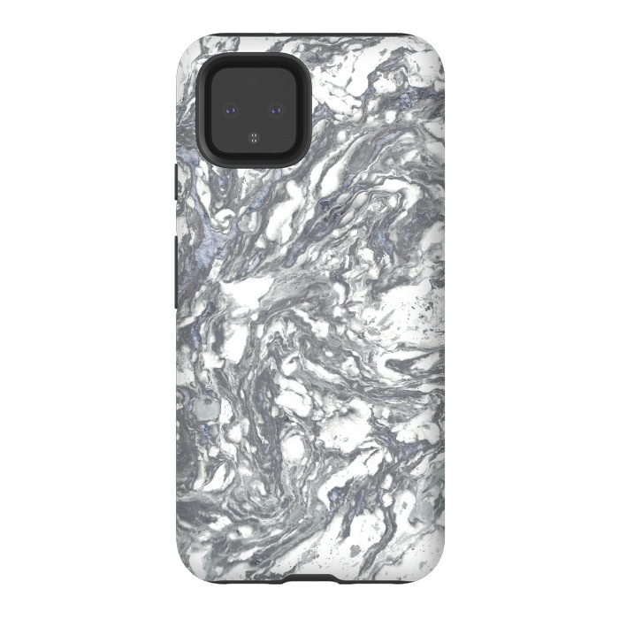 Pixel 4 StrongFit Grey Blue Marble by Andrea Haase
