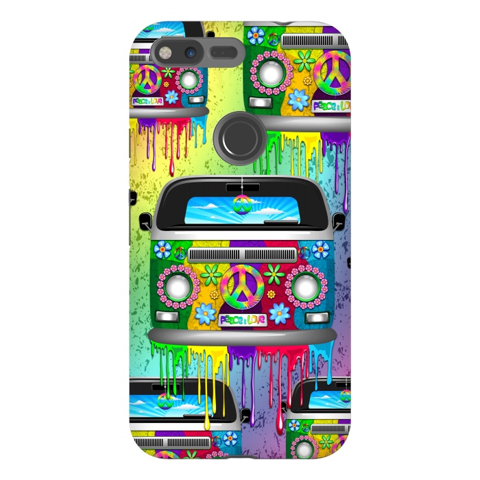 Pixel XL StrongFit Hippie Van Dripping Rainbow Paint by BluedarkArt
