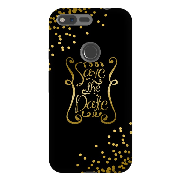 Pixel XL StrongFit Save The Date Golden Calligraphy by Andrea Haase