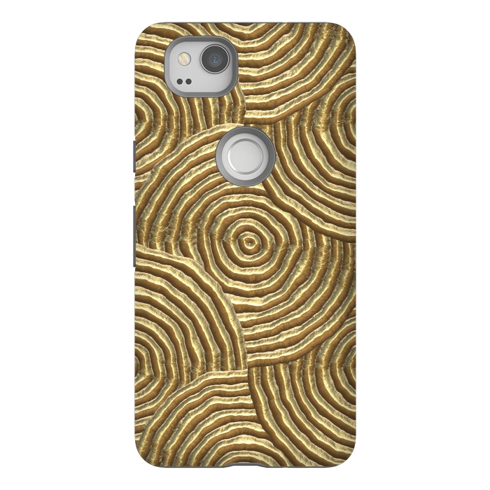 Pixel 2 StrongFit Gold Metal Embossed Circles by Andrea Haase