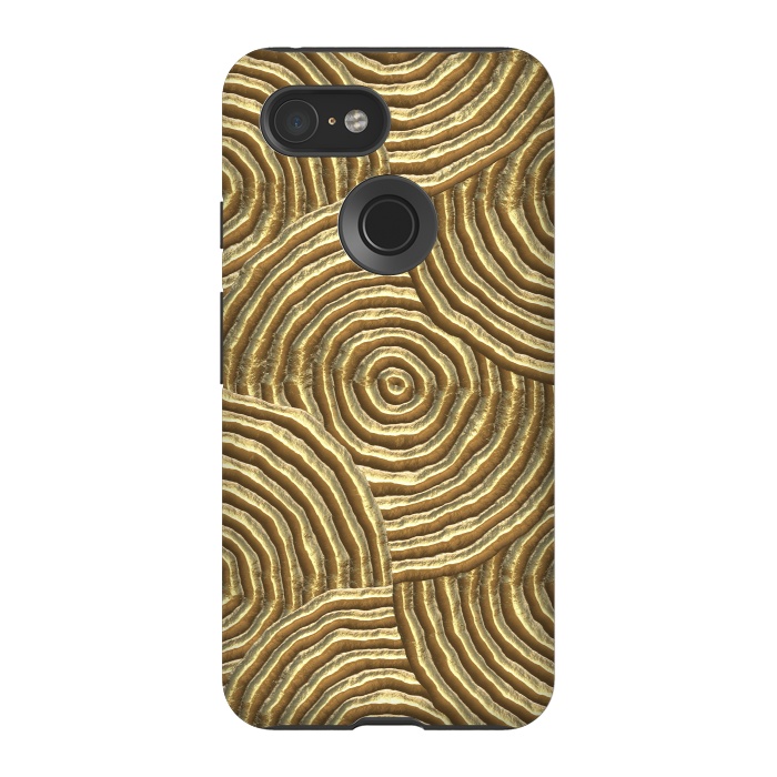 Pixel 3 StrongFit Gold Metal Embossed Circles by Andrea Haase