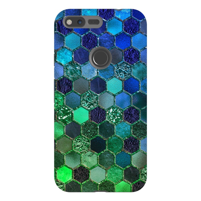 Pixel XL StrongFit Green and Blue Metalic Honeycomb Pattern by  Utart