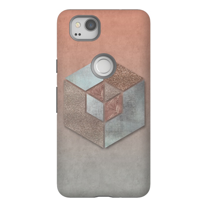 Pixel 2 StrongFit Copper Gray Hexagon by Andrea Haase