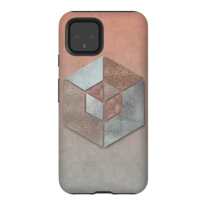 Pixel 4 StrongFit Copper Gray Hexagon by Andrea Haase