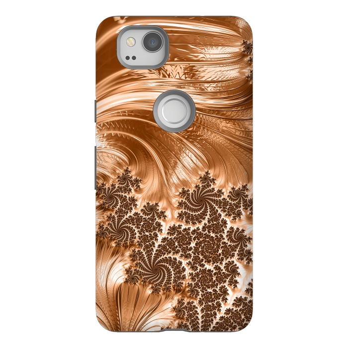 Pixel 2 StrongFit Copper Floral Fractal by Andrea Haase