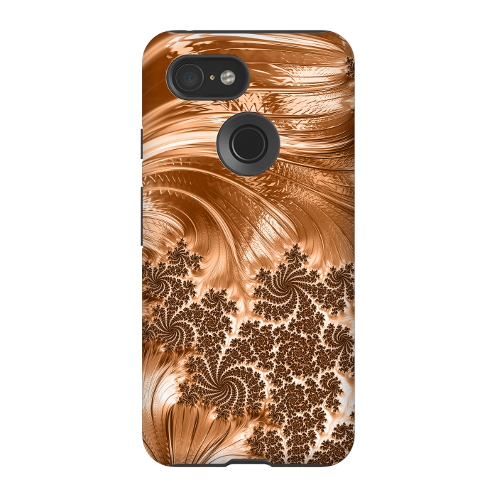 Pixel 3 StrongFit Copper Floral Fractal by Andrea Haase