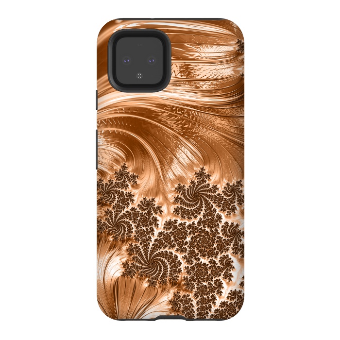 Pixel 4 StrongFit Copper Floral Fractal by Andrea Haase