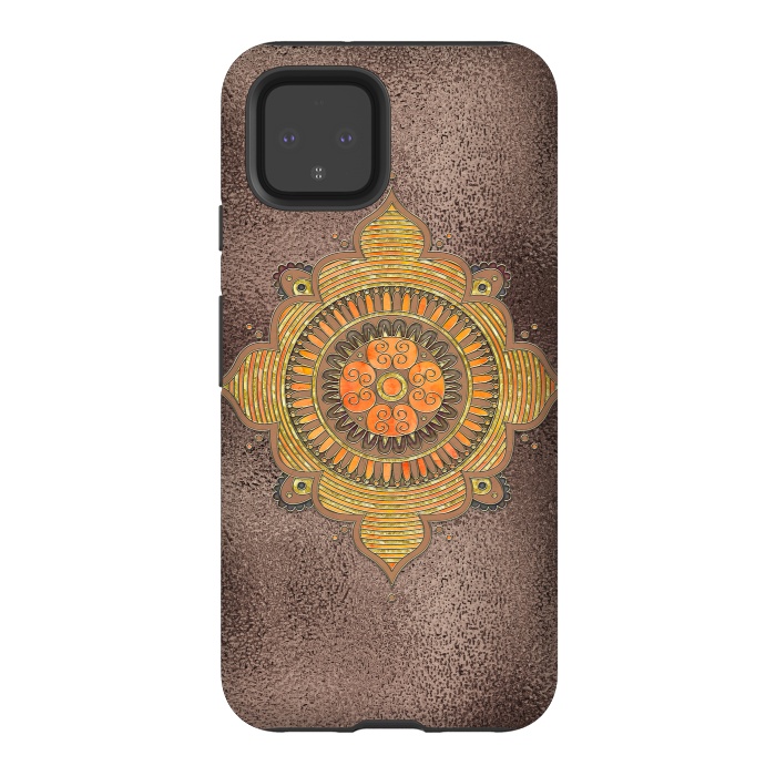 Pixel 4 StrongFit Mandala On Copper 2 by Andrea Haase