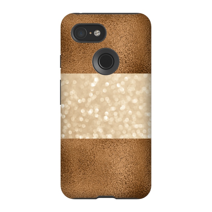 Pixel 3 StrongFit Faux Glitter And Copper by Andrea Haase