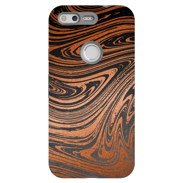 Pixel StrongFit Copper Black Faux Marble 2 by Andrea Haase